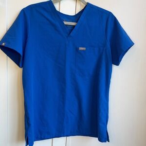 FIGS Three-Pocket Scrub Top Men's Small Blue Technical Collection 5333